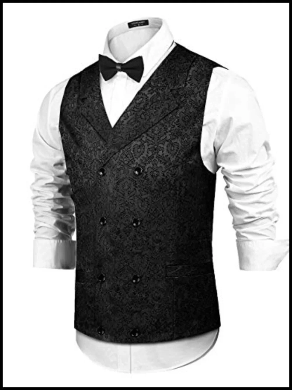 Men's Victorian Steampunk Double Breasted Vest Slim Fit Jacquard Waistcoat